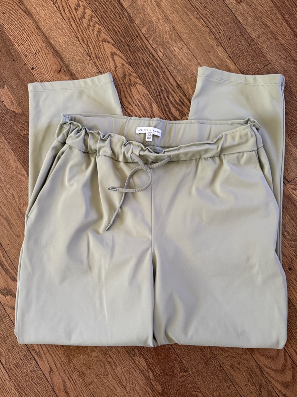 Madison d’Amélie Light Sage Green Elastic Waist Trousers Sz M
